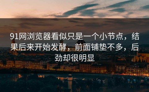 91网浏览器看似只是一个小节点，结果后来开始发酵，前面铺垫不多，后劲却很明显