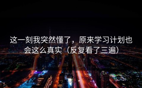 这一刻我突然懂了，原来学习计划也会这么真实（反复看了三遍）