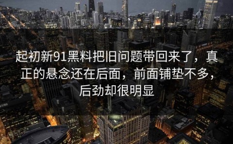 起初新91黑料把旧问题带回来了，真正的悬念还在后面，前面铺垫不多，后劲却很明显