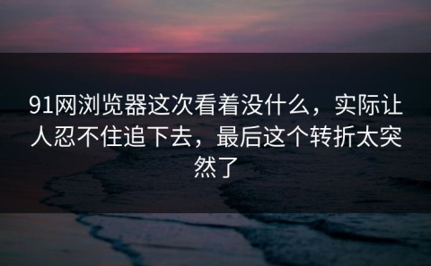 91网浏览器这次看着没什么，实际让人忍不住追下去，最后这个转折太突然了
