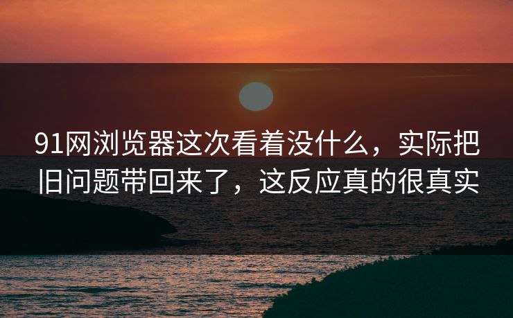 91网浏览器这次看着没什么，实际把旧问题带回来了，这反应真的很真实