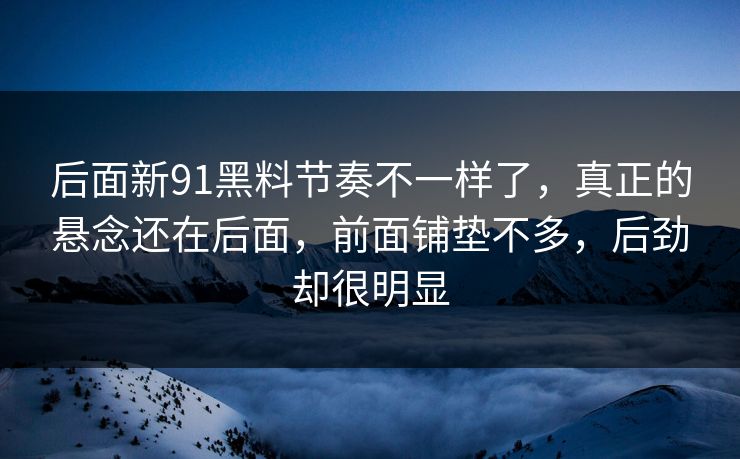 后面新91黑料节奏不一样了，真正的悬念还在后面，前面铺垫不多，后劲却很明显