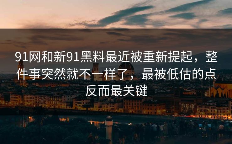 91网和新91黑料最近被重新提起，整件事突然就不一样了，最被低估的点反而最关键