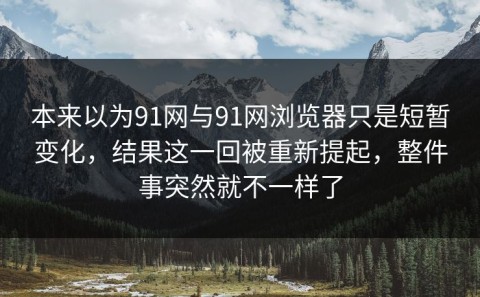 本来以为91网与91网浏览器只是短暂变化，结果这一回被重新提起，整件事突然就不一样了