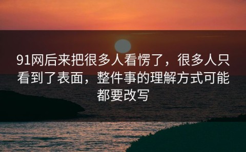 91网后来把很多人看愣了，很多人只看到了表面，整件事的理解方式可能都要改写