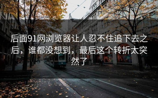 后面91网浏览器让人忍不住追下去之后，谁都没想到，最后这个转折太突然了