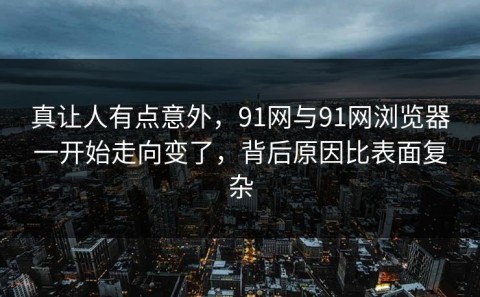 真让人有点意外，91网与91网浏览器一开始走向变了，背后原因比表面复杂