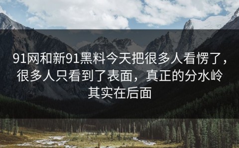 91网和新91黑料今天把很多人看愣了，很多人只看到了表面，真正的分水岭其实在后面
